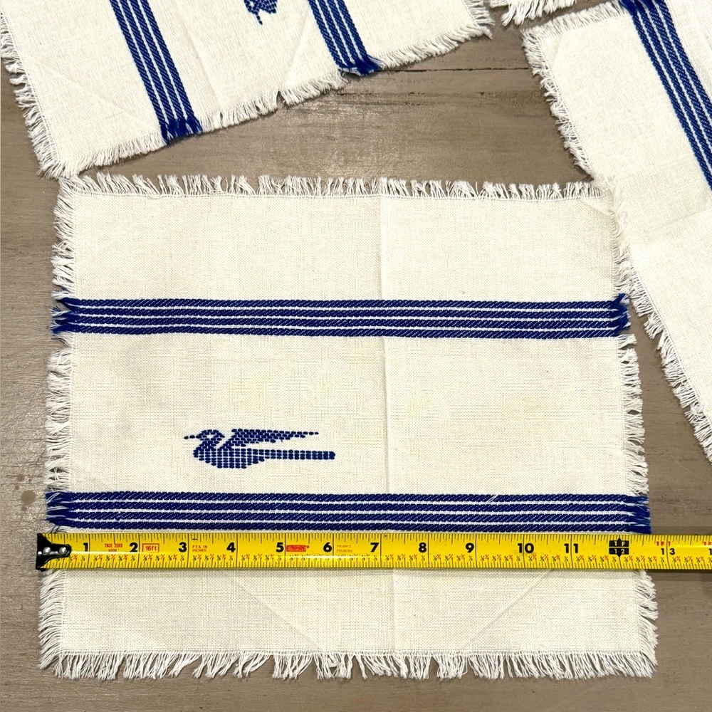 Vintage Hand-Embroidered Cotton Napkins – Set of 4 – Blue Bird Motif - Picture 6 of 7